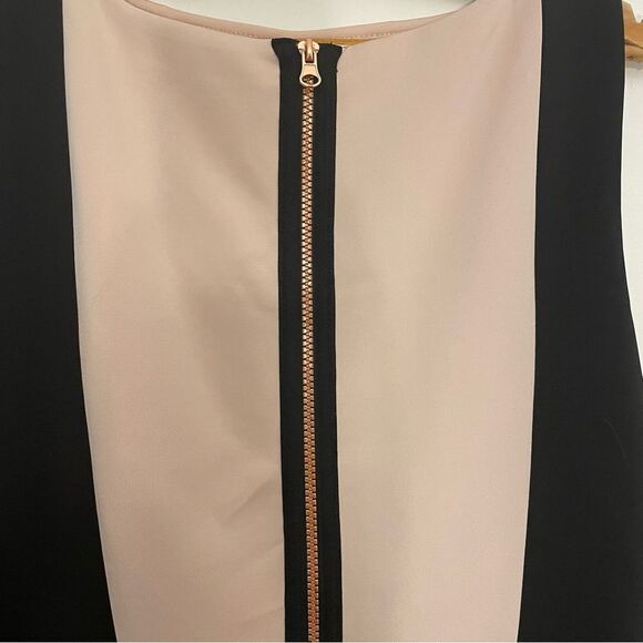 JAX Black and Pink/Nude Panel Bodycon Crisscross Neckline Dress Size 10 - Picture 4 of 12
